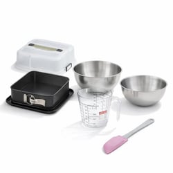Set pâtisserie moule à charnière carré 23 cm avec couvercle, 2 bols à mixer, verre mesureur et spatule Zenker