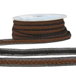 Bobine 20m Galon robe bicolore Marron foncé/noir 14mm