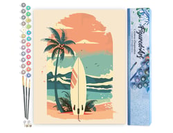 Peinture par Numéro Figured'Art - Planche de surf sur la plage - Kit de Loisir Créatif DIY Numéro d'Art Complet - 40x50cm sans châssis en bois