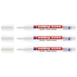 Lot de 3 marqueurs craie liquide - EDDING - Blanc - Pointe ronde 2-3 mm
