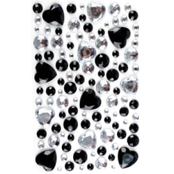 MégaCréa DIY - Stickers strass coeur noir cristal 0,5 à 2 cm 106 pièces