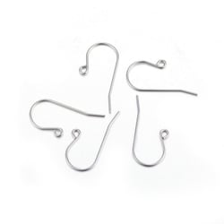 20 Crochets boucles d'oreilles metal argenté 27 mm Acier Inoxydable 316 - creation bijoux perles