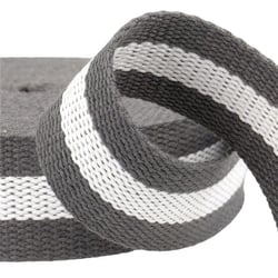 Film 25m sangle bicolore  30mm Gris/Blanc