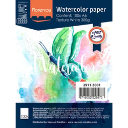Papier aquarelle Florence - 100% cellulose - 100 feuilles - Blanc - A6 - 300 g/m²