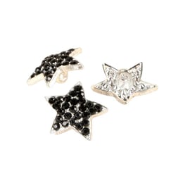 Lot de 6 boutons étoile strass noir 19mm