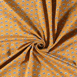 Tissu Jersey Coton imprimé Arc en ciel sur fond Ocre