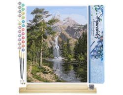 Peinture par Numéro Figured'Art - Chute d'Eau en Montagne - Kit de Loisir Créatif DIY Numéro d'Art Complet - 40x50cm toile roulée + châssis en bois à monter