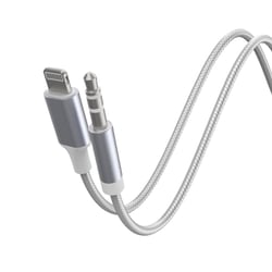 Force Power Câble Audio Renforcé et Tressé Jack 3.5mm Mâle vers Lightning Mâle 1.2m Blanc