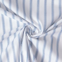 Tissu Coton imprimé Arty rayures Bleu ciel sur fond Blanc