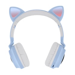 Avizar Casque Audio Sans Fil Bluetooth 5.0 Design Oreilles de Chat avec LED Bleu clair