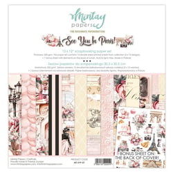 Pochette de 13 feuilles recto verso See you in Paris MINTAY