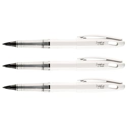 Lot de 3 feutres plume Pentel Tradio - Corps vernis blanc - Encre noire - Pointe plastique