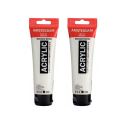 2 tubes de peinture Acrylique blanc titane Amsterdam 120ml