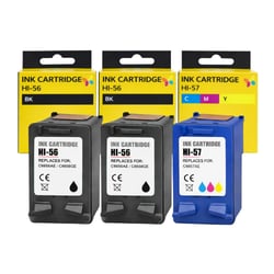 Pack Cartouches Compatibles HP 56 57 pour Deskjet 450–9680, OfficeJet 1100–6150, PhotoSmart 130–7960, PSC 1100–2575