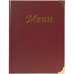 Menu de restaurant - Protège menu - A4 - Couverture rouge - 8 pages