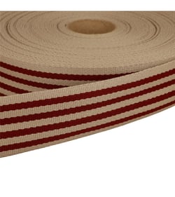 Bobine 20m sangle stripe bicolore 40mm rouge