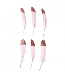 Grandes Plumes Fantaisies 18 cm X 6 pièces - Rico Design Roseor Rose