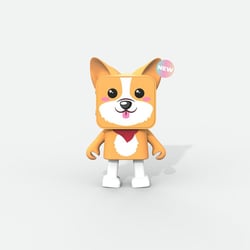 Mobility on Board Enceinte Bluetooth Animal Danseur Modèle Corgi Blanc / Jaune