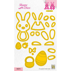 Gabarit de découpe pour machine Nellie's Choice - Lapin de Pâques - 22 pièces