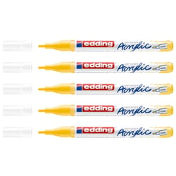 Lot de 5 marqueurs peinture acrylique permanent pointe fine - EDDING - Jaune Trafic