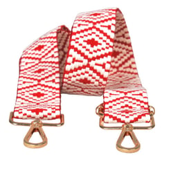 Bandoulière sangle de sac imprimé ethnique 40mmx140cm rouge