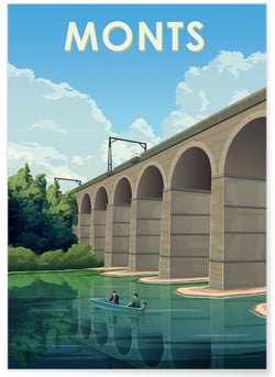 Affiche ville Monts | A3 : 29,7x42cm