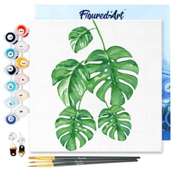 Mini Peinture par Numéro Figured'Art 20x20cm avec cadre Feuilles - Petit Format