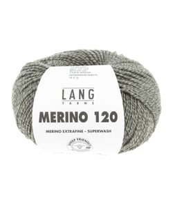Pelote de laine à tricoter MERINO 120 - Lang Yarns Vert Forêt/Beige Mouliné (155)
