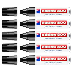 Lot de 5 marqueurs permanents pointe large 4-12 mm - EDDING - Noir - 800