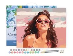 Peinture par Numéro Figured'Art avec Cadre - Joie en bord de mer - Kit de Loisir Créatif DIY Numéro d'Art Complet - 40x50cm toile tendue sur châssis