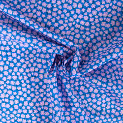 Tissu Coton imprimé Petites fleurs Poema sur fond Bleu roi