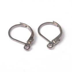 20 Crochets dormeuses fermés supports boucles d'oreilles metal argente 10x15 mm - creation bijoux perles