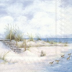 Lot de 4 serviettes en papier découpage collage 33 cm BORD DE MER ESCALIER M 110