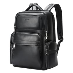 Sac À Dos Ordinateur Grande Capacité Étanche Cuir Véritable Avec Ports USB Type-C YONIS