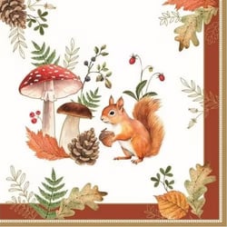 4 serviettes en papier découpage collage 33 cm Easy Life AUTOMNE CHAMPIGNON ECUREUIL