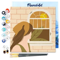 Mini Peinture par Numéro Figured'Art 20x20cm avec cadre Femme au Foulard - Petit Format