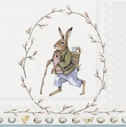 Lot de 4 serviettes en papier découpage collage 33 cm PAQUES LAPIN OEUF D 113