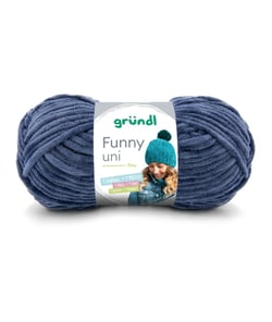 Fil à tricoter effet velour FUNNY - Grundl - 100 Gr - Oeko-Tex 30 Bleu