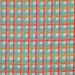 Tissu Voile de Coton digital Carreaux Flora sur fond Blanc