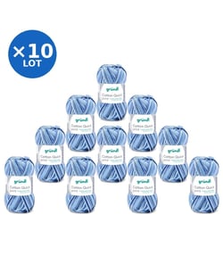 Lot de 10 pelotes COTTON QUICK PRINT de Gründl – 500 g de coton à motifs multicolores certifié Oeko-Tex 239 Bleu
