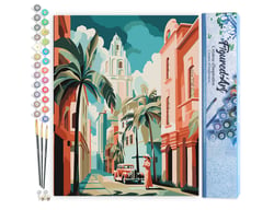 Peinture par Numéro Figured'Art - Cuba Art Déco - Kit de Loisir Créatif DIY Numéro d'Art Complet - 40x50cm sans châssis en bois