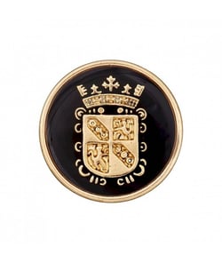 Carte de 4 boutons Blason polyester métallisé à queue 15mm - Prym Noir/or Noir