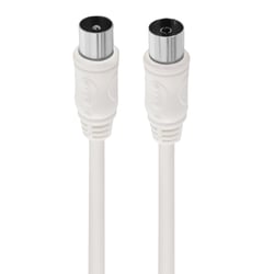 Force Power Câble TV Coaxial 9.52mm Droit Mâle vers Femelle Blindé 2m Blanc
