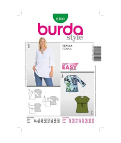 Patron Burda 8100 Tunique taille n°FR 44-58