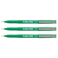 Lot de 3 stylos feutres permanents indélébiles ARTLINE 200 pointe 0,4 mm Vert