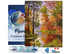 Diamond Painting Broderie Diamant Figured’Art 40x50cm toile tendue sur châssis en bois - diamants carrés - Lac en Automne