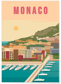 Affiche ville Monaco | A3 : 29,7x42cm