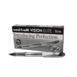 Lot de 12 rollers encre liquide Uni-Ball Vision Elite UB200 pointe moyenne noir