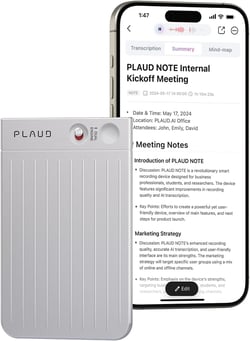 Enregistreur Vocal IA avec Étui - Contrôle par App, Transcription et Résumé via IA - 112 Langues - Silver