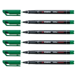 Lot de 6 feutres permanents pointe fine 0,7 mm - STABILO OHPen - Vert
